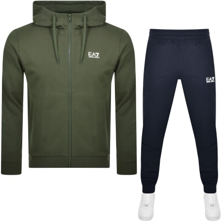Green EA7 Emporio Armani Full Zip Cargo Tracksuit - JD